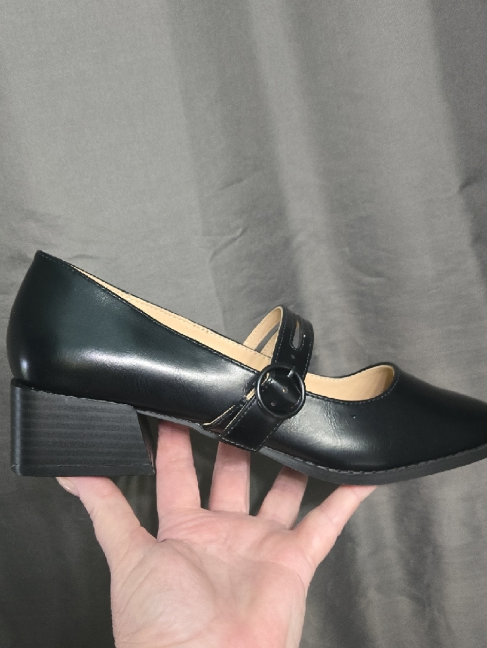 Black Double-Strap Mary Jane Block Heels - Picture 7 of 10